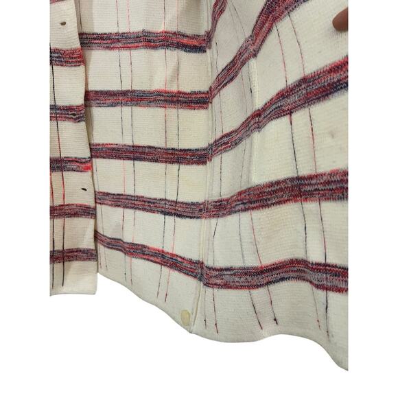 Vintage 70s Knit Fashion Plaid Long Cardigan Sweater Acrylic L Coastal Grandma - Picture 8 of 15